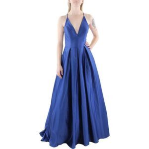 BLONDIE NITES Womens Dress Navy Illusion Strappy Back Bodice Juniors 1